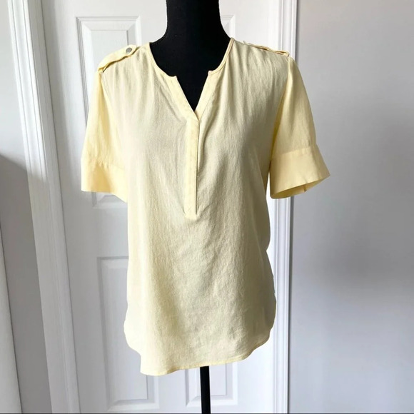 Chico’s Baby Yellow Soft Cotton  V Neck Blouse - Picture 1 of 13